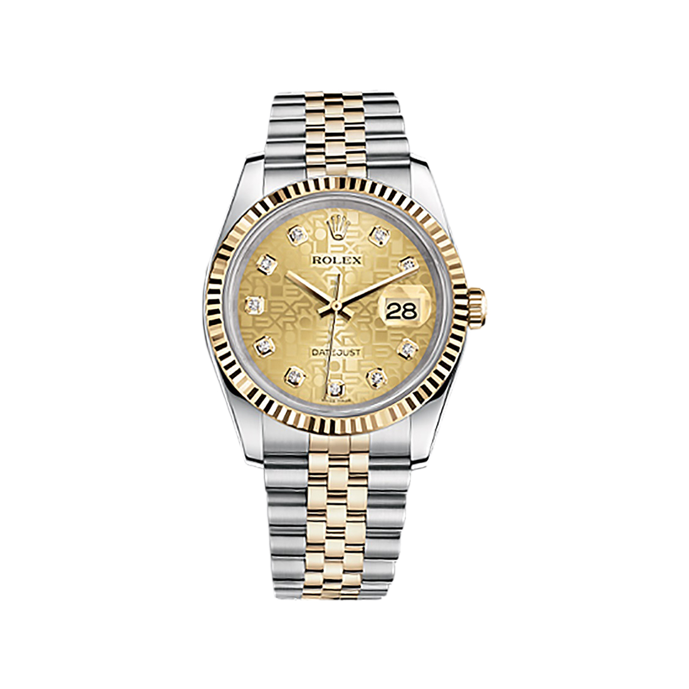 Datejust 36 116233 Gold & Stainless Steel Watch (Champagne Jubilee Design Set with Diamonds) - Click Image to Close