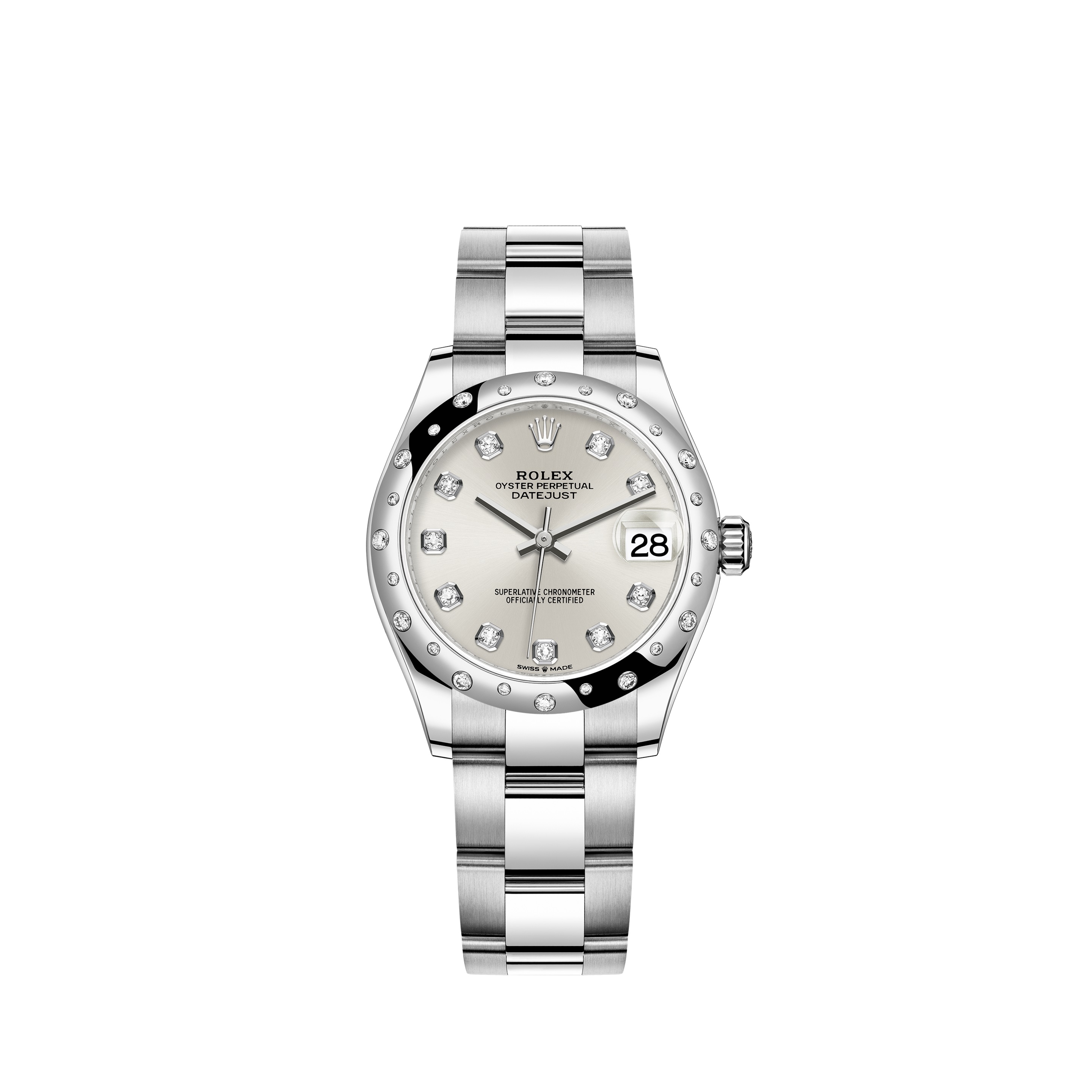 Datejust 31 278344RBR White Gold & Stainless Steel Watch (Silver Set with Diamonds) - Click Image to Close