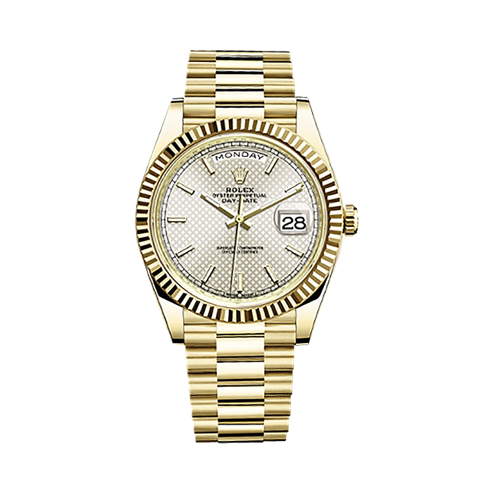 Day-Date 40 228238 Gold Watch (Silver Diagonal Motif)