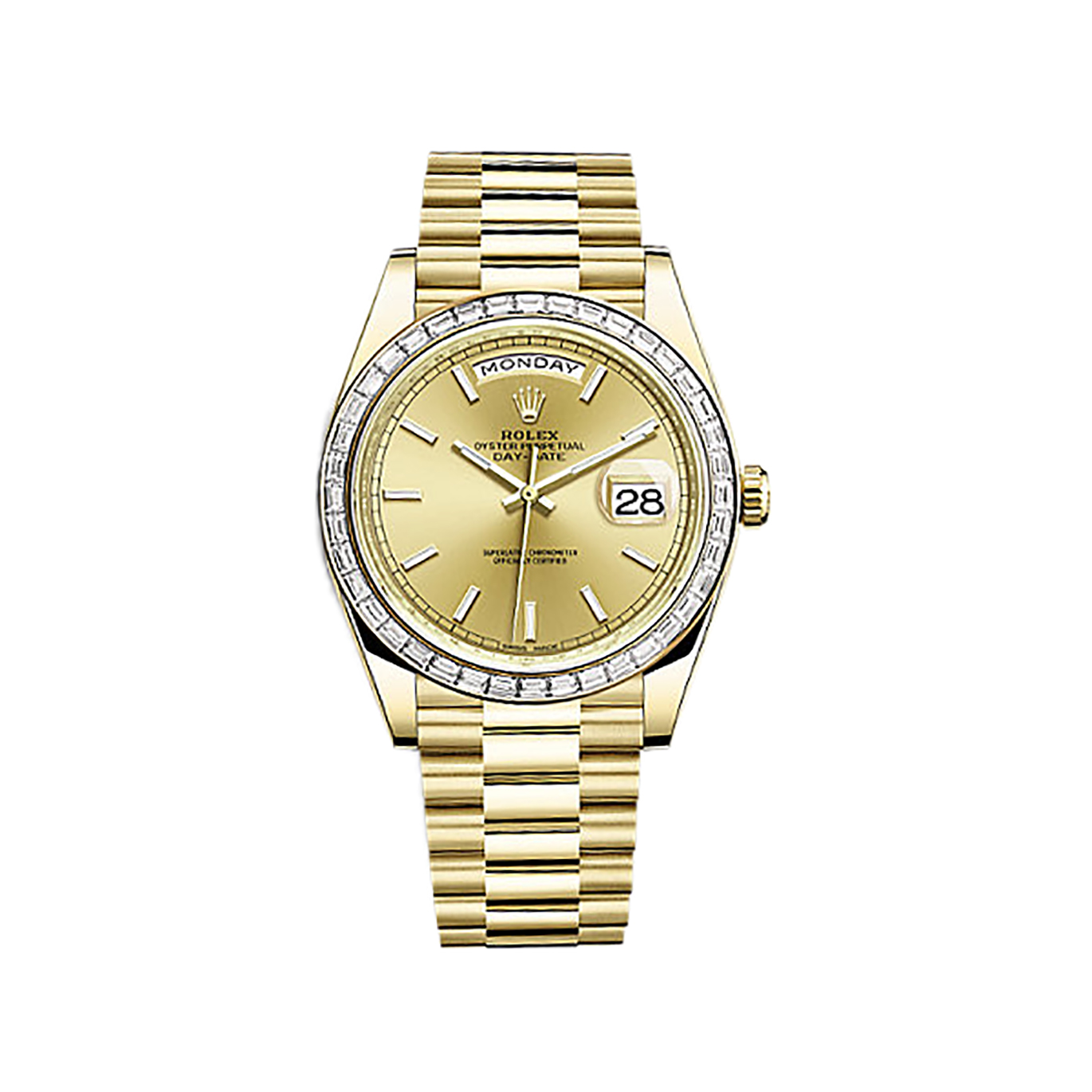 Day-Date 40 228398TBR Gold & Diamonds Watch (Champagne)