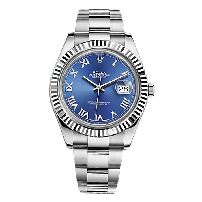 Datejust II 116334 White Gold & Stainless Steel Watch (Blue Azzurro) - Click Image to Close