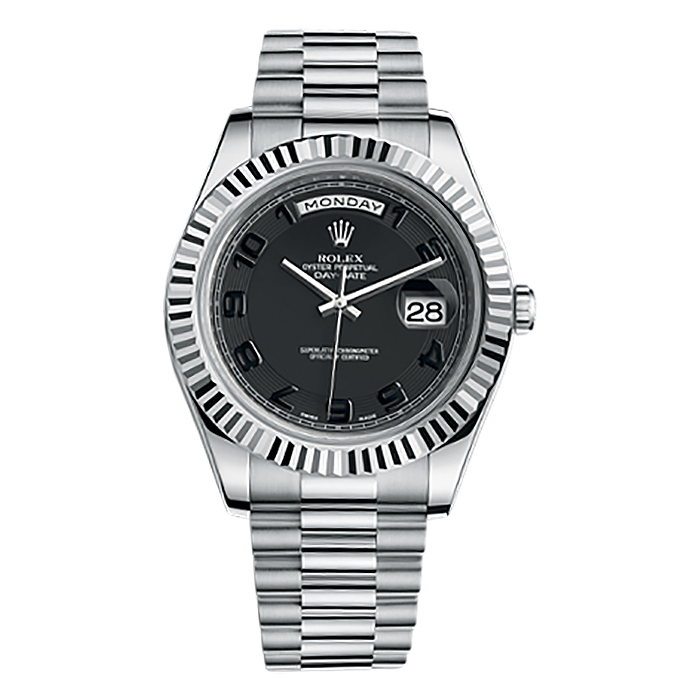 Day-Date II 218239 White Gold Watch (Black Concentric)