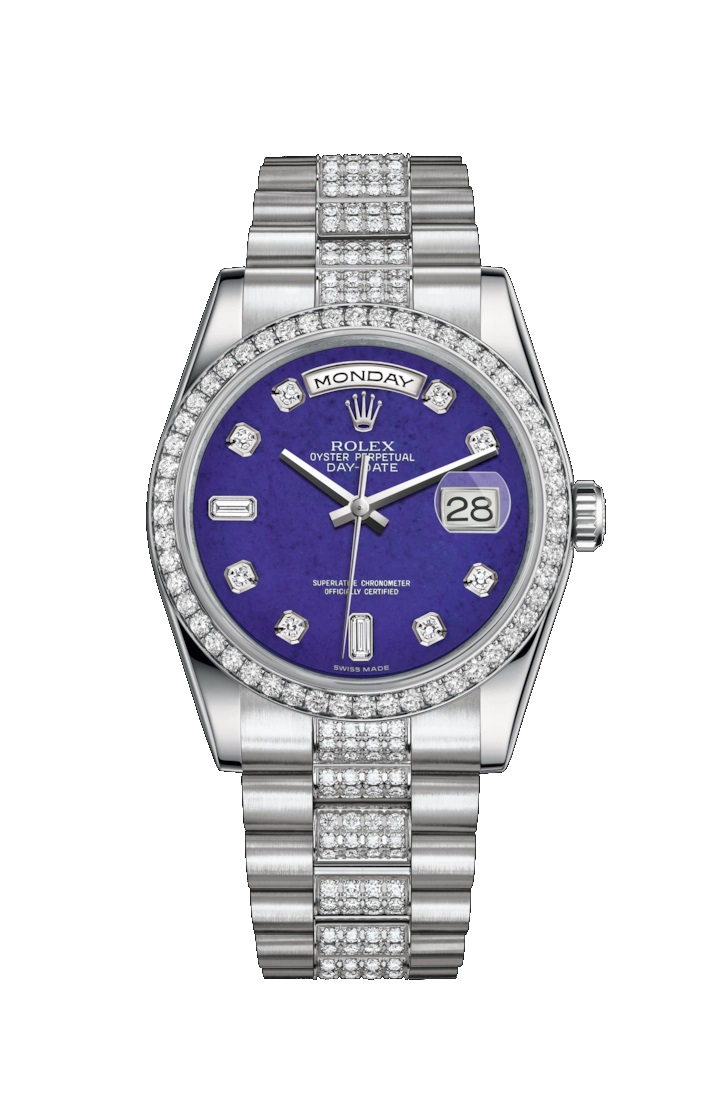 Day-Date 36 118346 Platinum & Diamonds Watch (Lapis Lazuli Set with Diamonds)