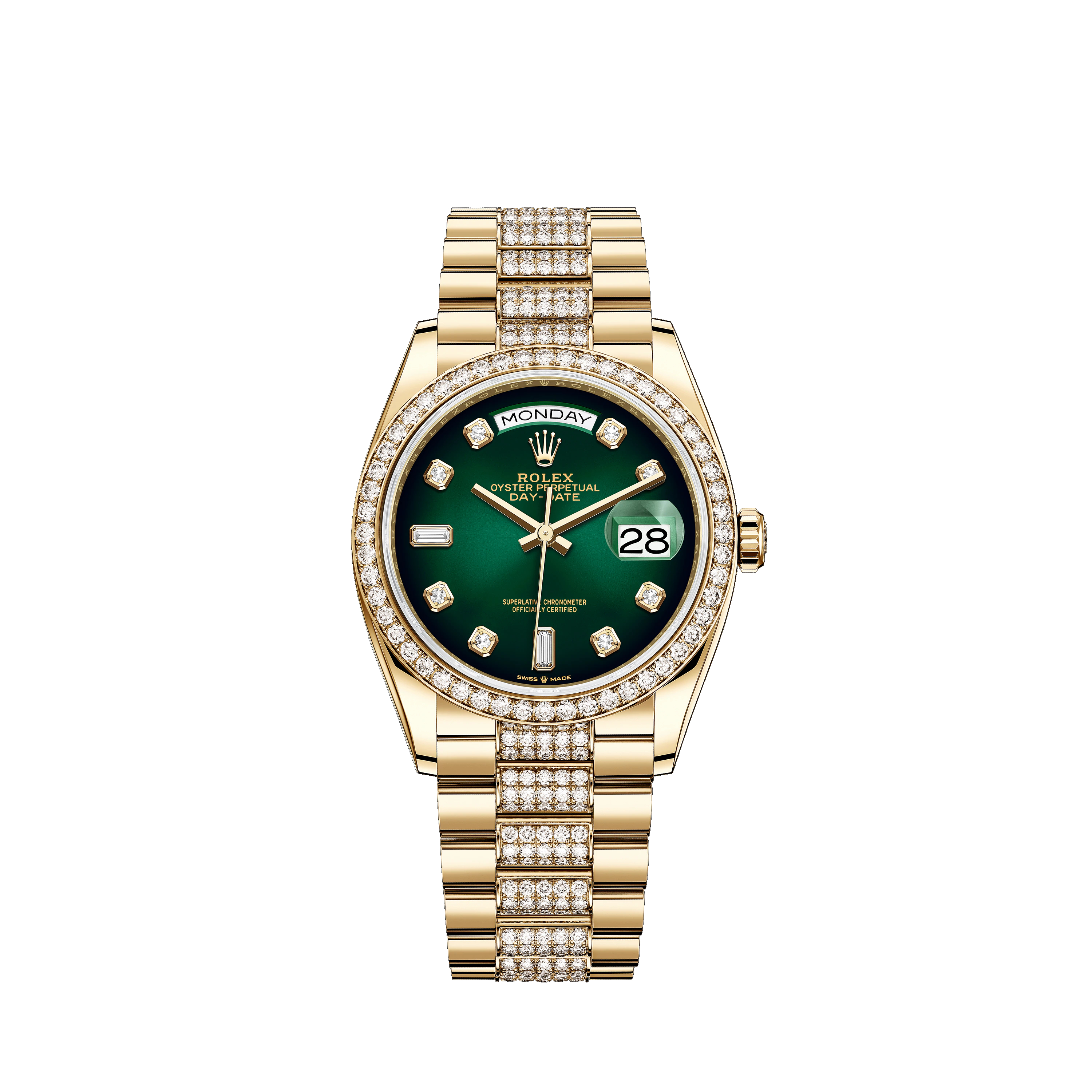 Day-Date 36 128348RBR Gold & Diamonds Watch (Green Ombre? Set with Diamonds)