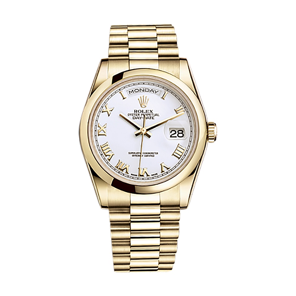 Day-Date 36 118208 Gold Watch (White)
