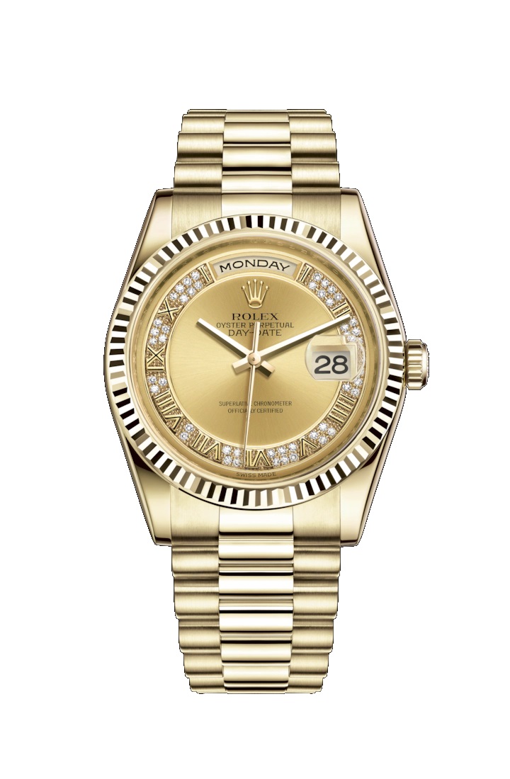 Day-Date 36 118238 Gold Watch (Champagne-Colour Set with Diamonds)