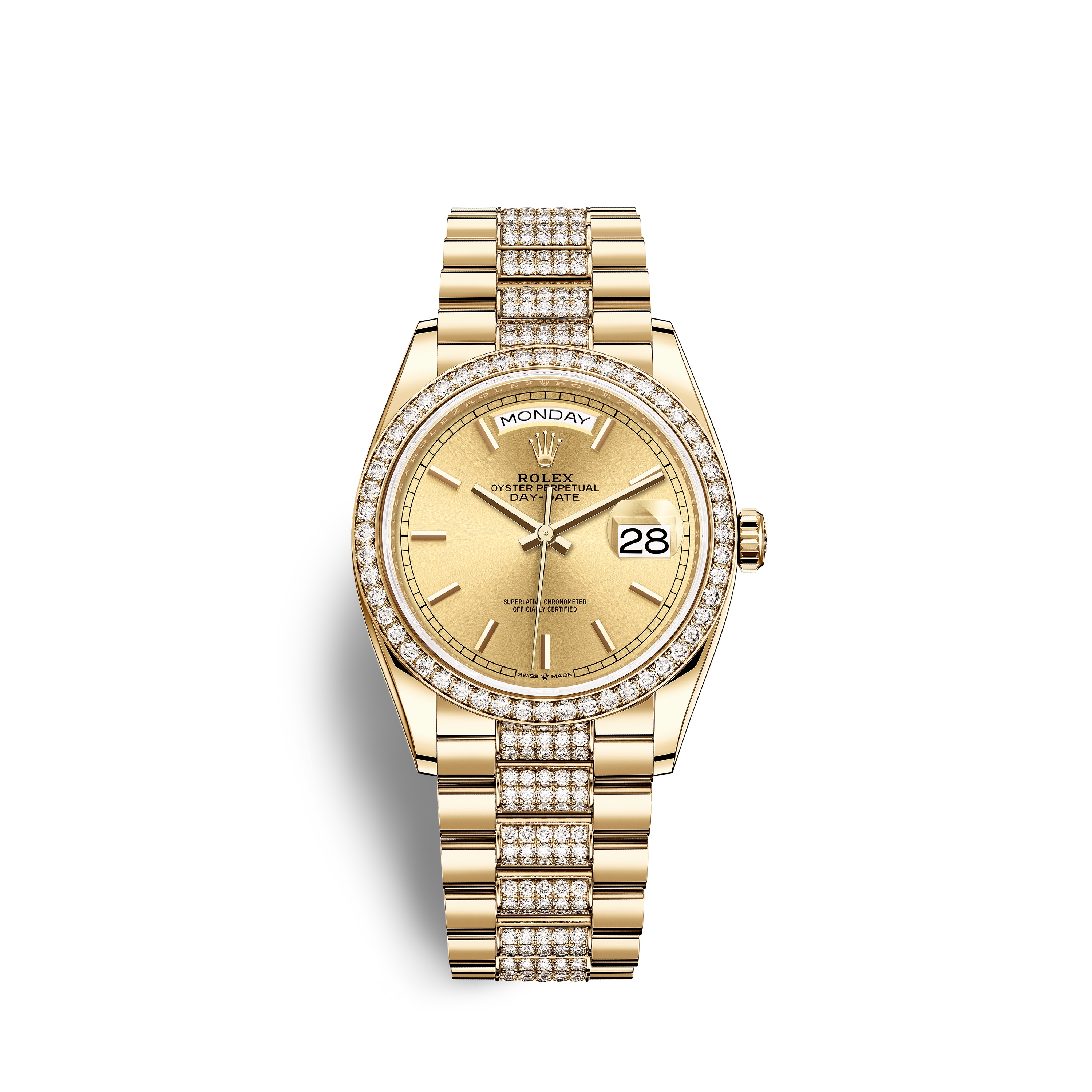 Day-Date 36 128348RBR Gold & Diamonds Watch (Champagne-Colour)