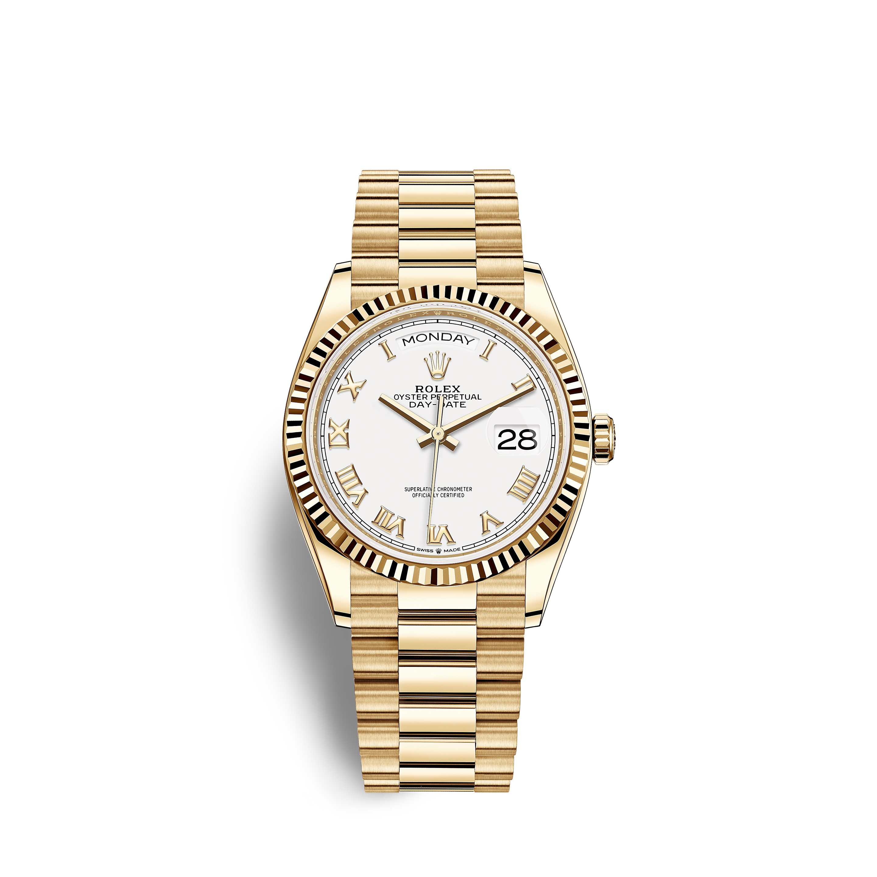 Day-Date 36 128238 Gold Watch (White)