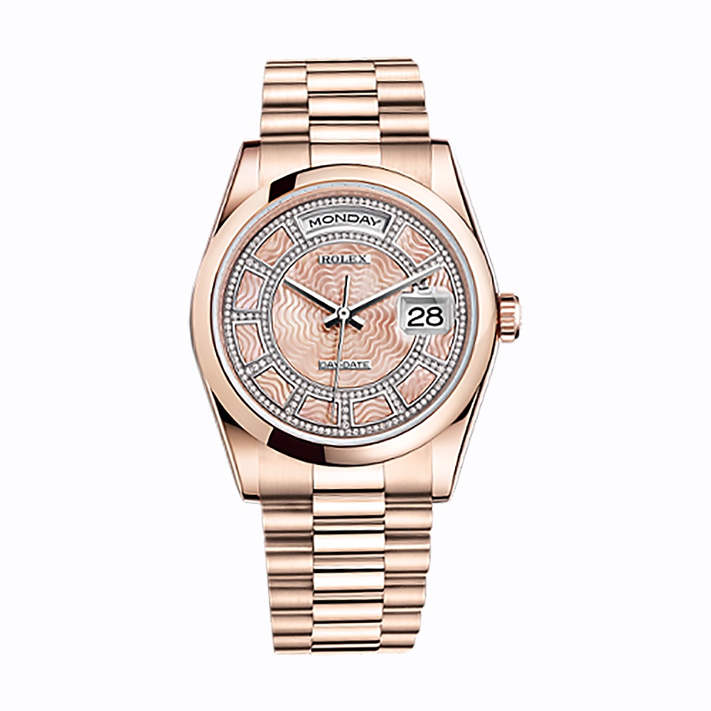 Day-Date 36 118205 Rose Gold Watch (Carousel of Pink Mother-of-Pearl)