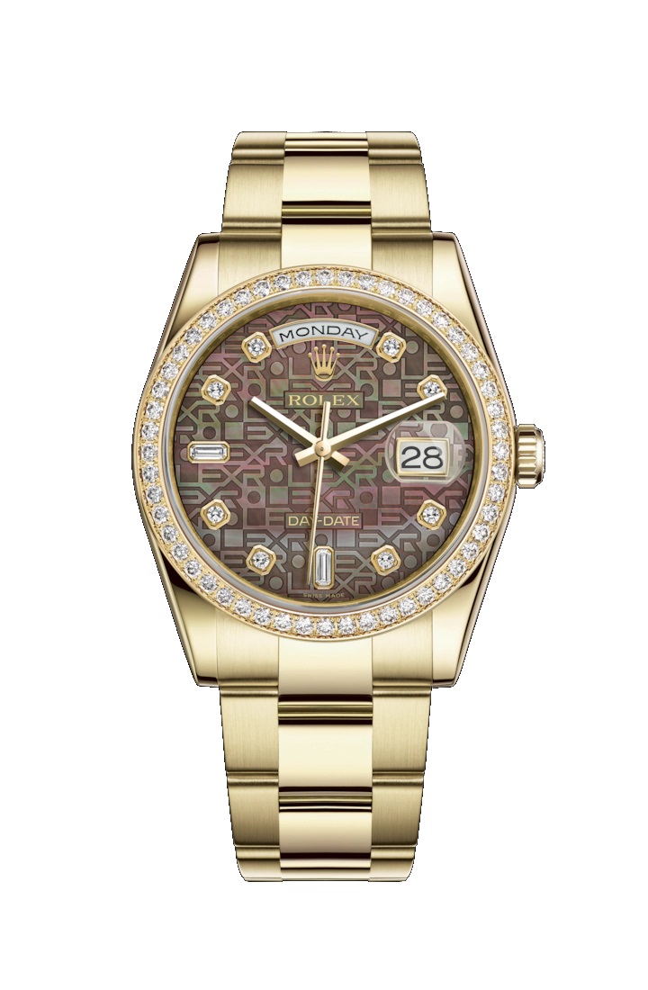 Day-Date 36 118348 Gold Watch (Black Mother-Of-Pearl Jubilee Design Set with Diamonds)
