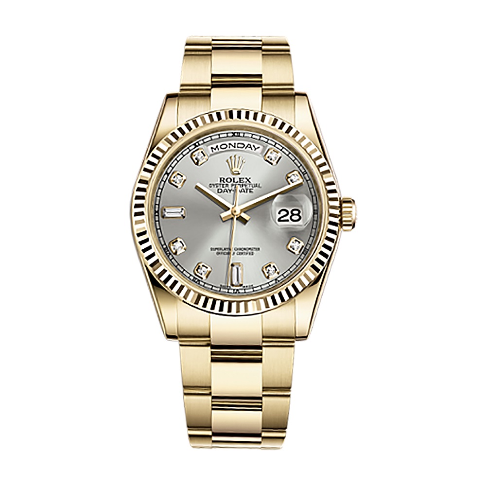 Day-Date 40 118238 Gold Watch (Silver Set with Diamonds)