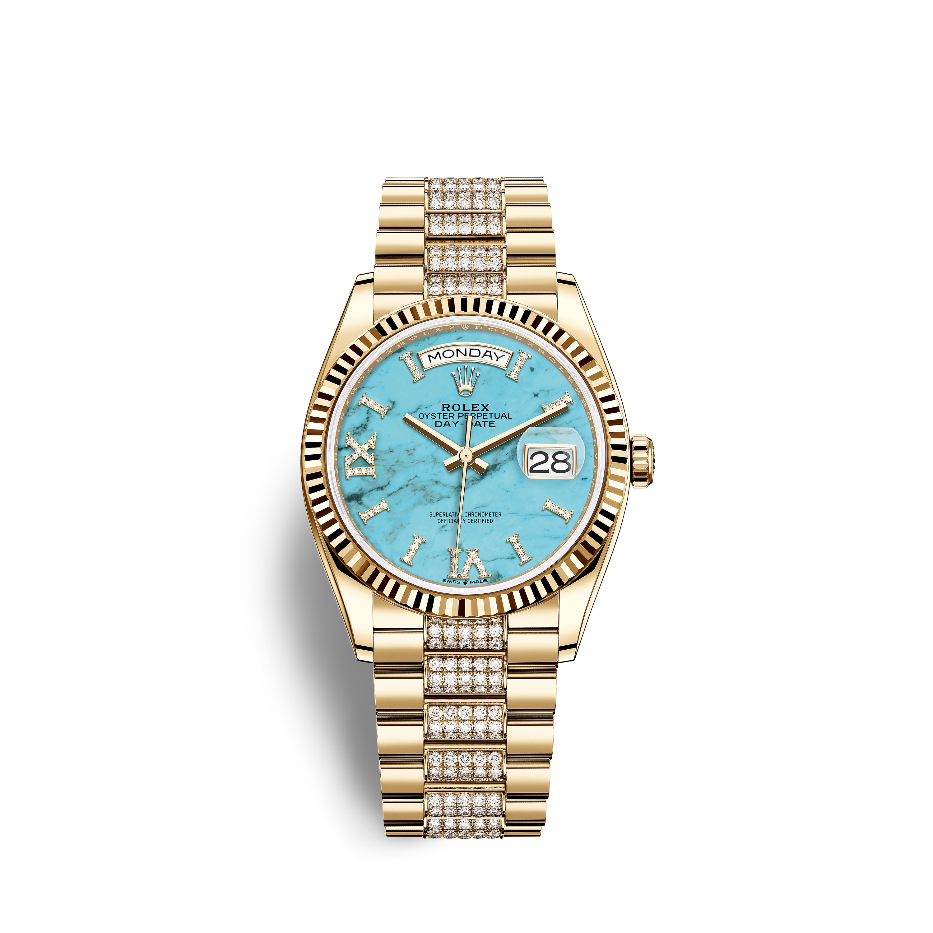 Day-Date 36 128238 Gold Watch (Turquoise)