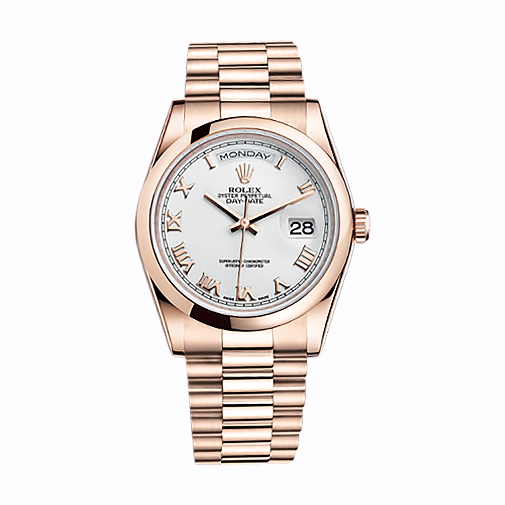 Day-Date 36 118205 Rose Gold Watch (White)