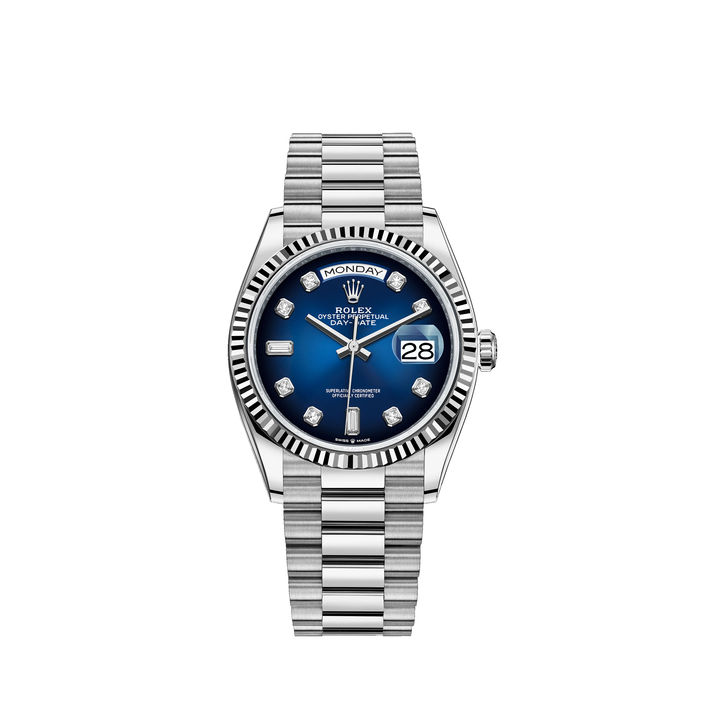 Day-Date 36 128239 White Gold Watch (Blue Ombre? Set with Diamonds)