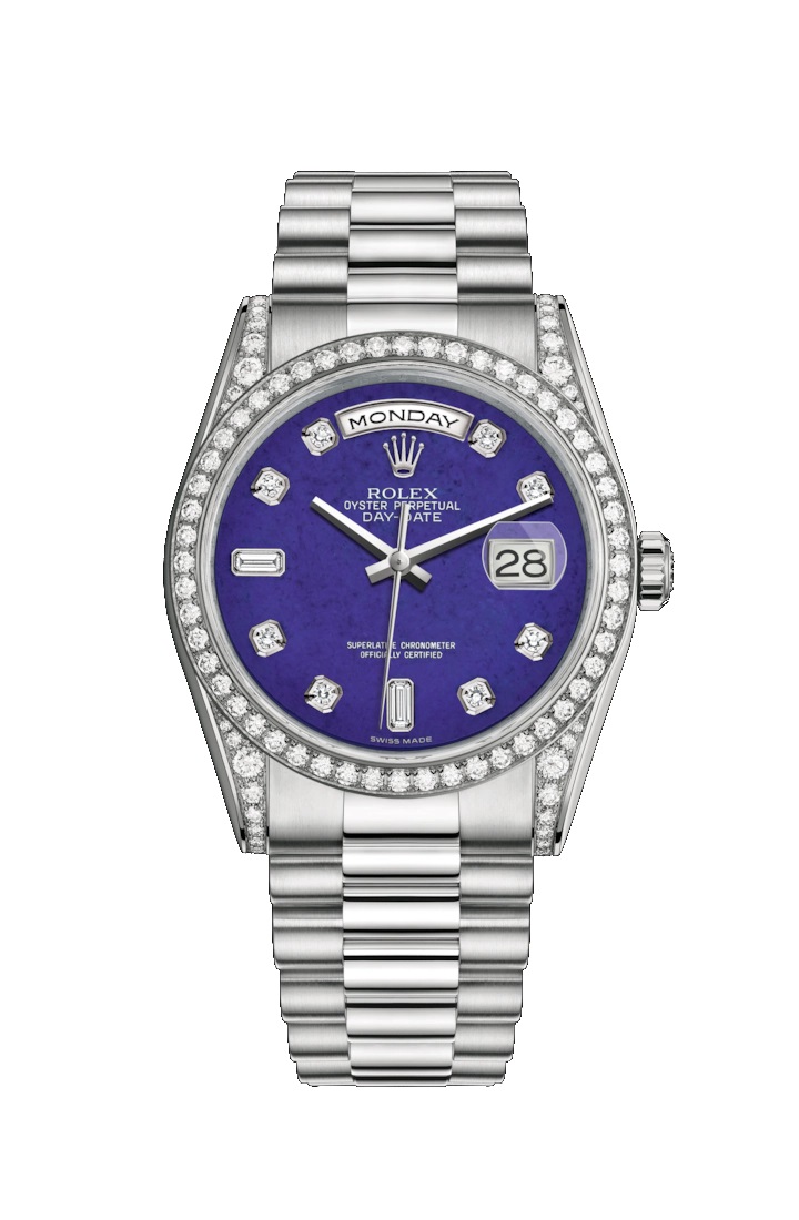 Day-Date 36 118389 White Gold & Diamonds Watch (Lapis Lazuli Set with Diamonds)