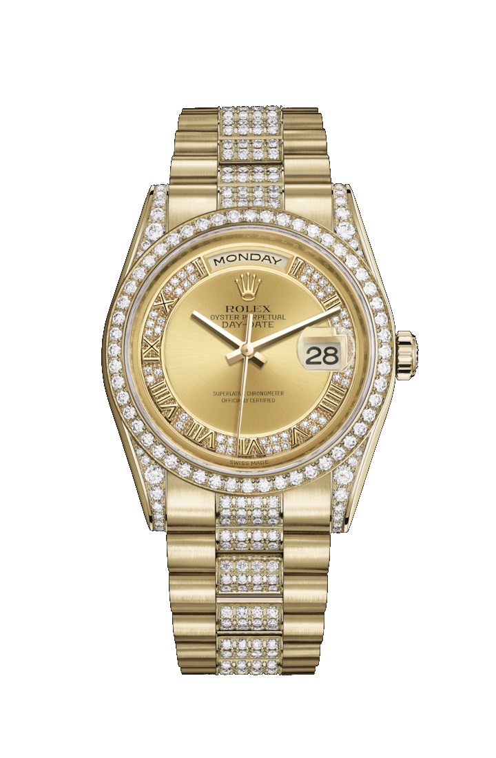 Day-Date 36 118388 Gold & Diamonds Watch (Champagne-Colour Set with Diamonds)