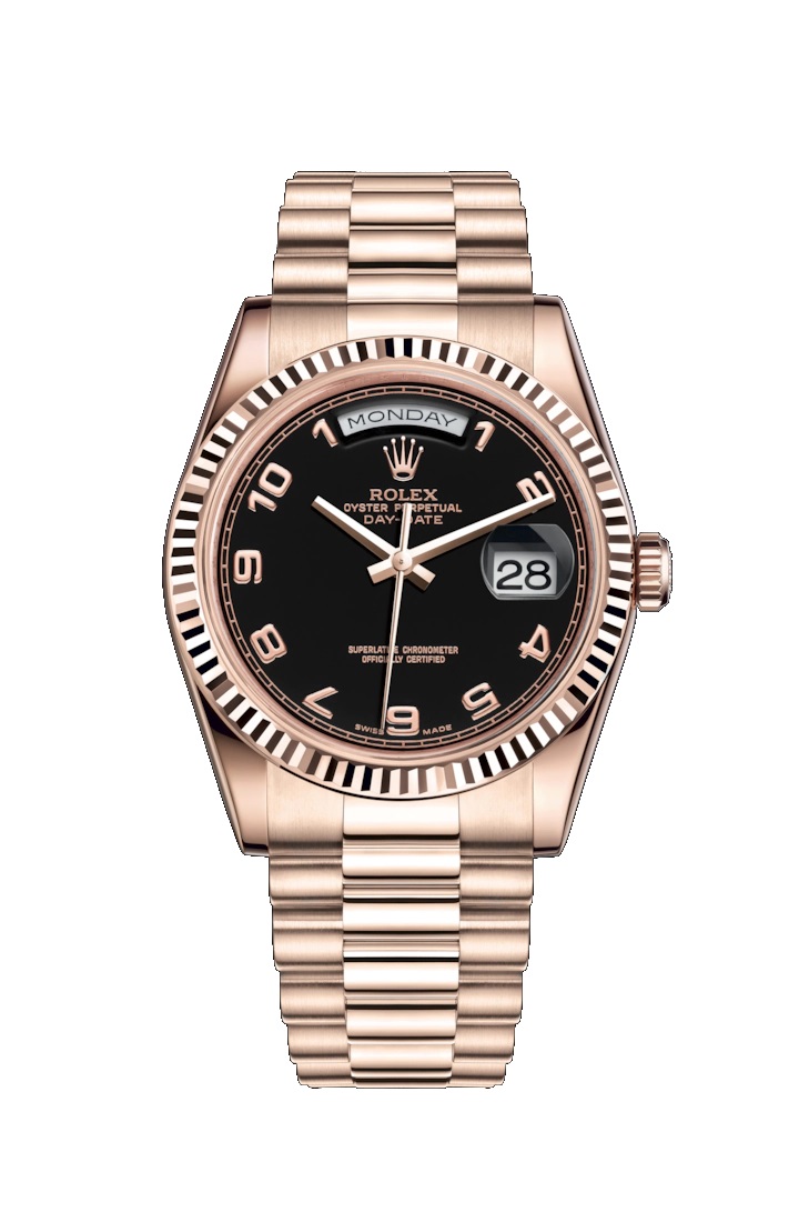 Day-Date 36 118235 Rose Gold Watch (Black)