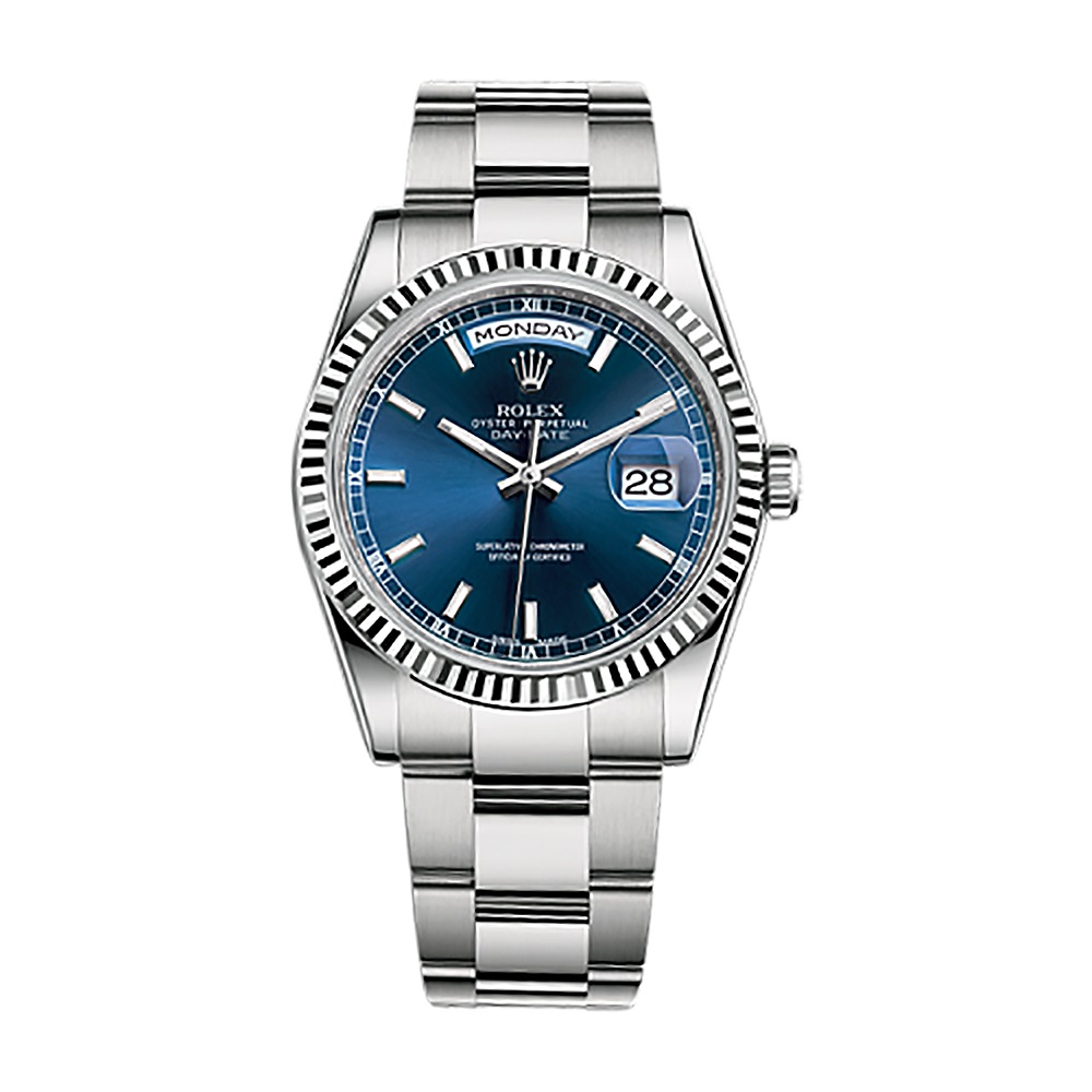 Day-Date 36 118239 White Gold Watch (Blue)