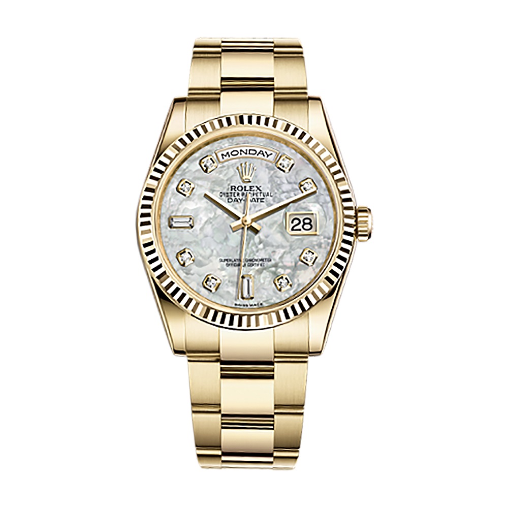 Day-Date 36 118238 Gold Watch (White Mother-of-Pearl Set with Diamonds)