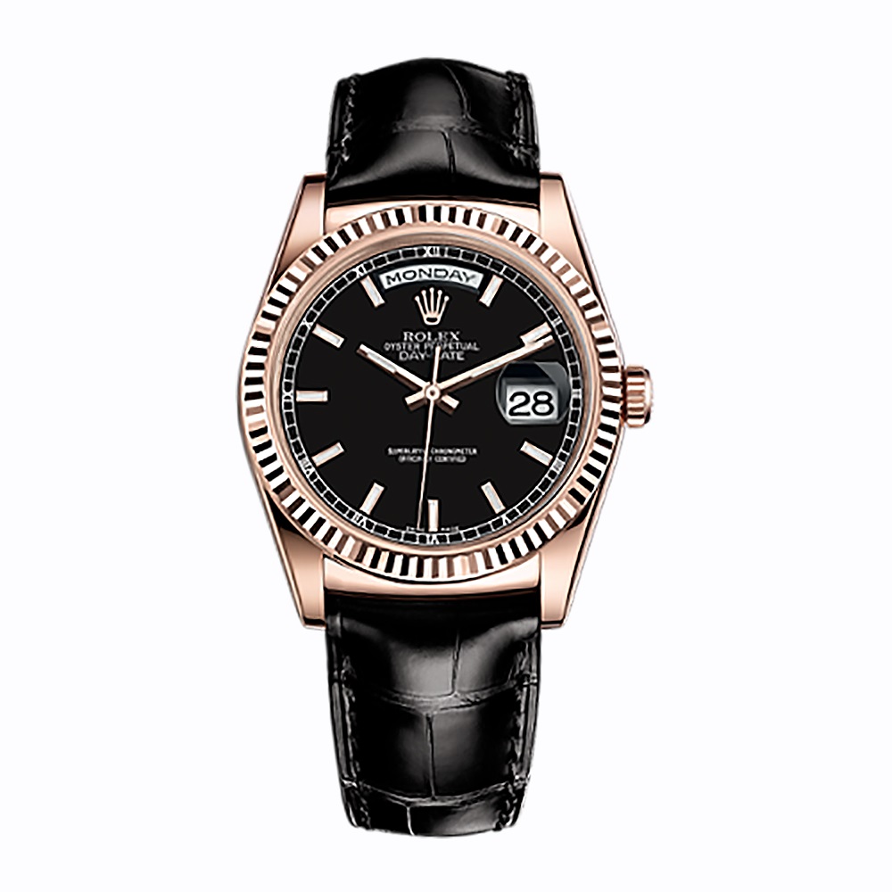 Day-Date 36 118135 Rose Gold Watch (Black)
