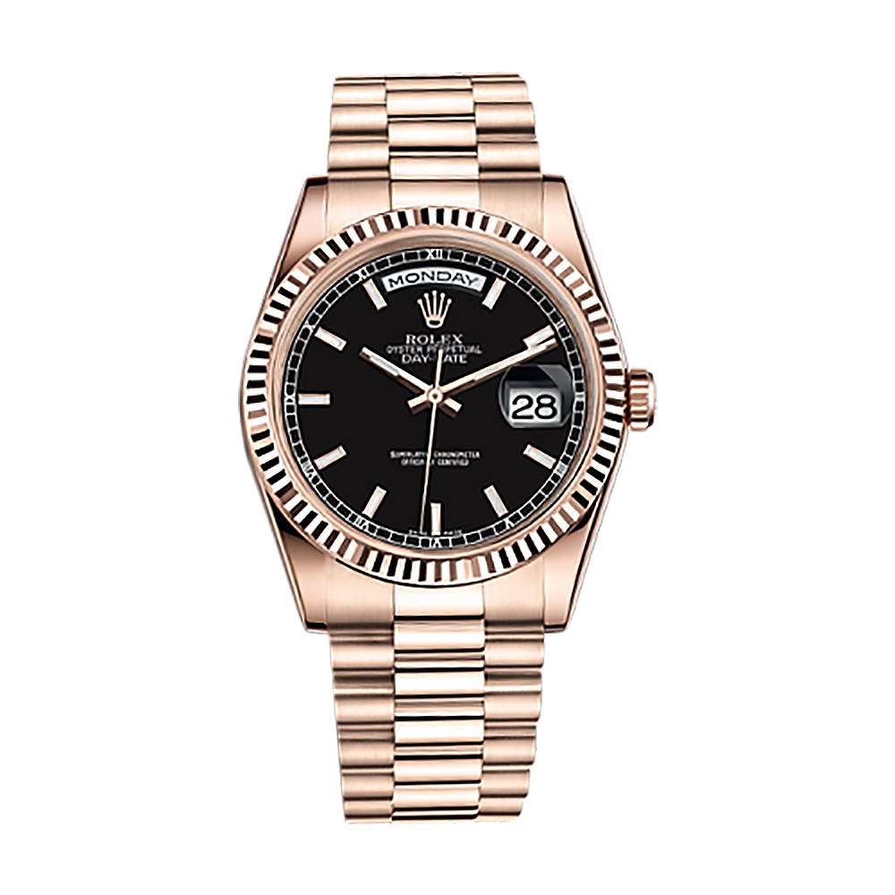 Day-Date 36 118235 Rose Gold Watch (Black)