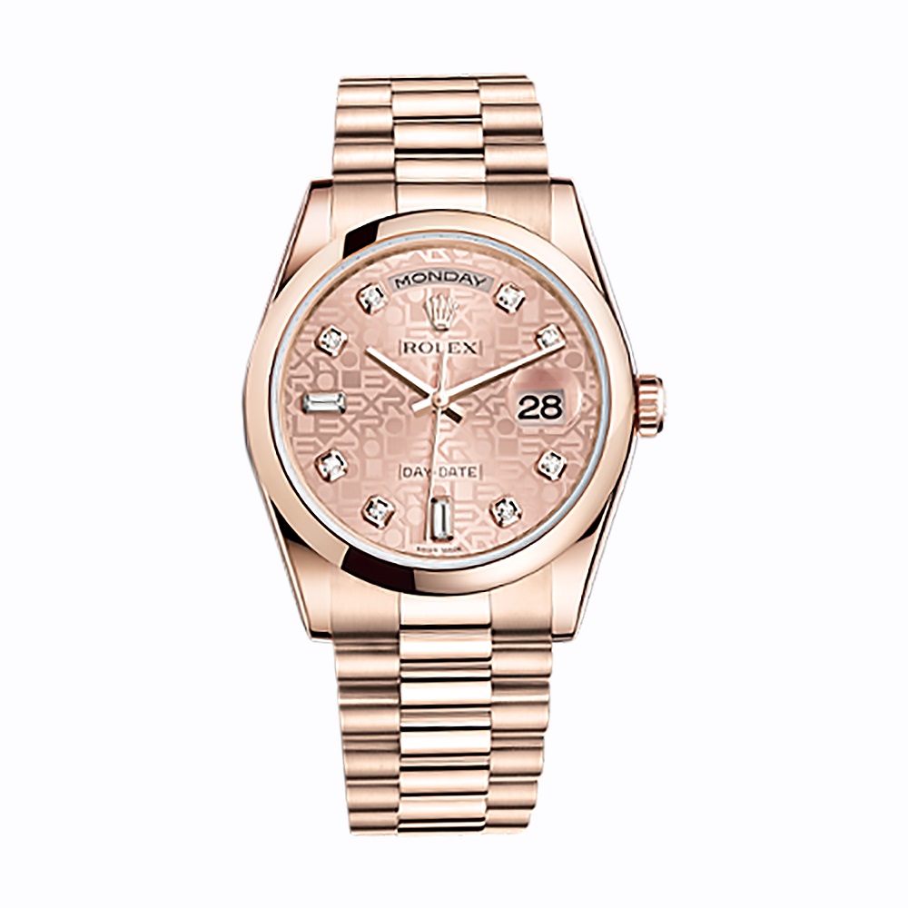 Day-Date 36 118205 Rose Gold Watch (Pink Jubilee Design Set with Diamonds)