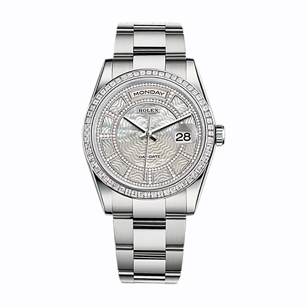 Day-Date 118399BR White Gold Watch (Carousel of White Mother-of-Pearl)