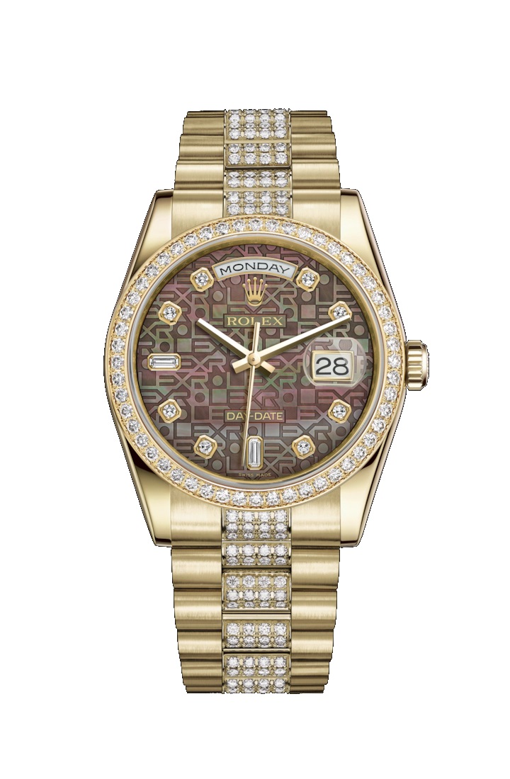 Day-Date 36 118348 Gold & Diamonds Watch (Black Mother-Of-Pearl Jubilee Design Set with Diamonds)