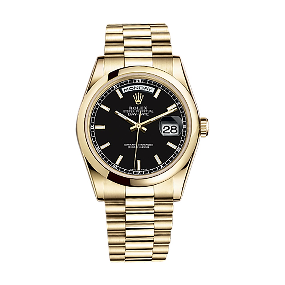Day-Date 36 118208 Gold Watch (Black)