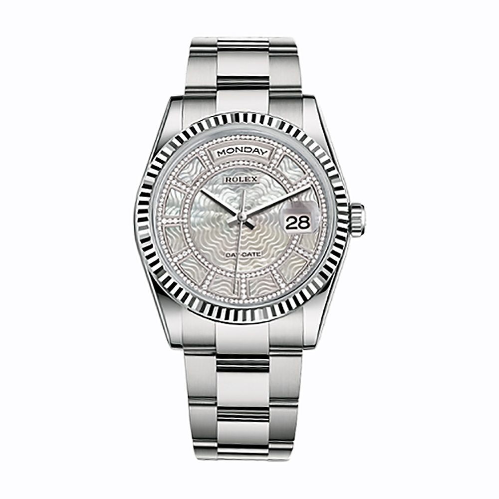 Day-Date 36 118239 White Gold Watch (Carousel of White Mother-of-Pearl)