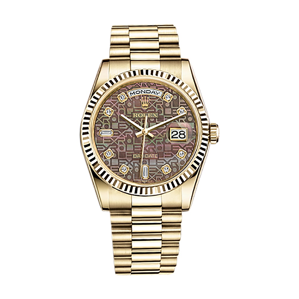 Day-Date 36 118238 Gold Watch (Black Mother-of-Pearl Jubilee Design Set with Diamonds)