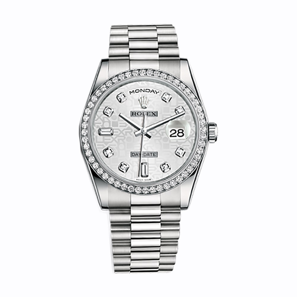 Day-Date 36 118346 Platinum Watch (Silver Jubilee Design Set with Diamonds)