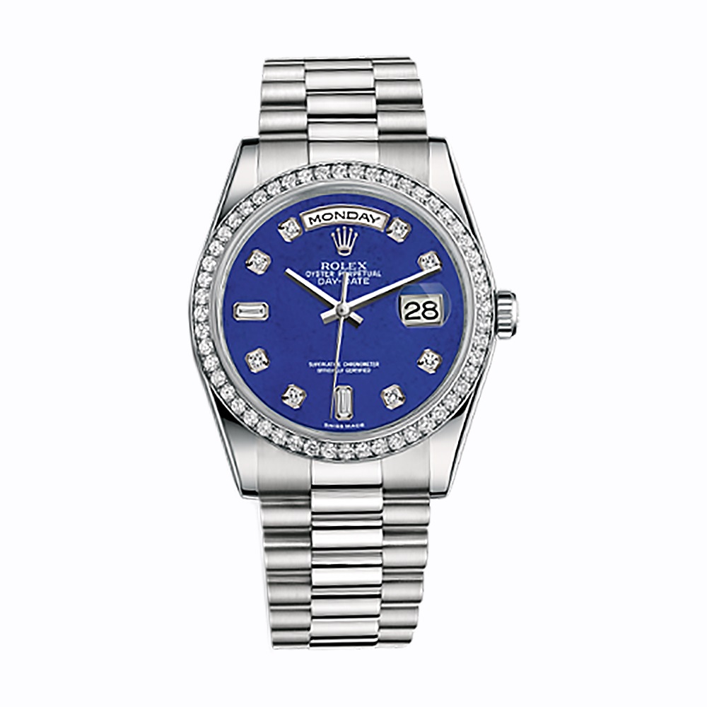 Day-Date 36 118346 Platinum Watch (Lapis Lazuli Set with Diamonds)