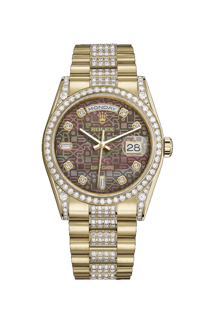 Day-Date 36 118388 Gold & Diamonds Watch (Black Mother-Of-Pearl Jubilee Design Set with Diamonds)