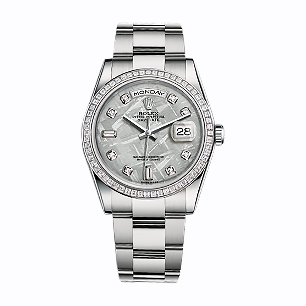 Day-Date 118399BR White Gold Watch (Meteorite Set with Diamonds)