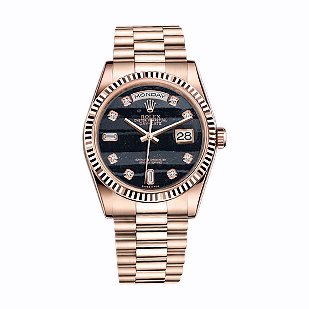 Day-Date 36 118235 Rose Gold Watch (Ferrite Set with Diamonds)