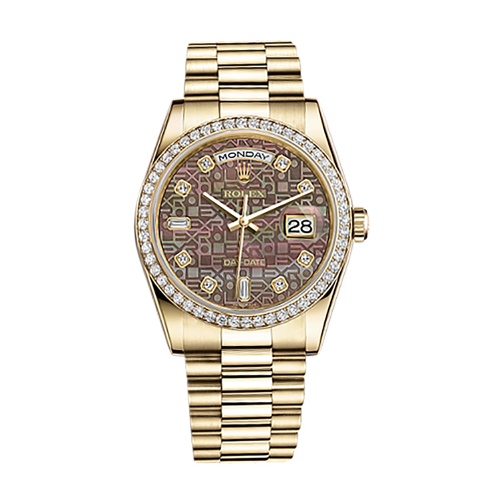 Day-Date 36 118348 Gold Watch (Black Mother-of-Pearl Jubilee Design Set with Diamonds)