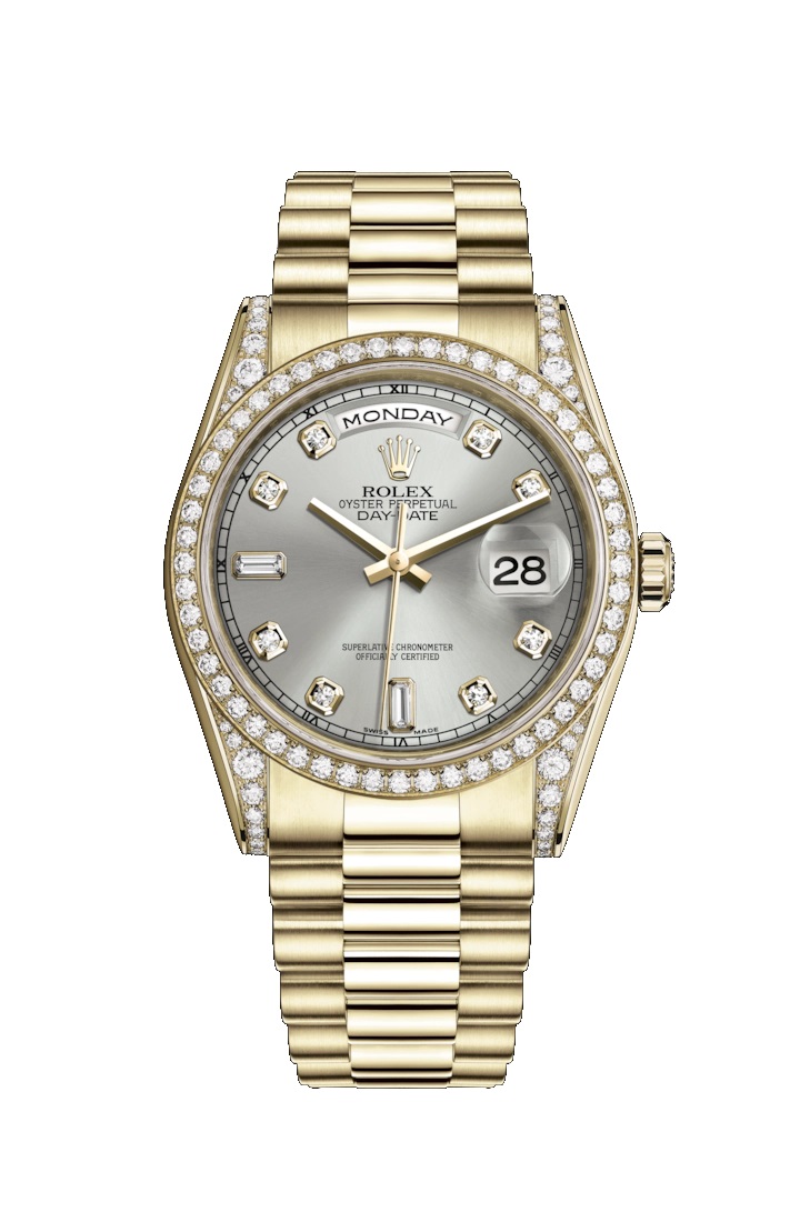 Day-Date 36 118388 Gold & Diamonds Watch (Silver Set with Diamonds)