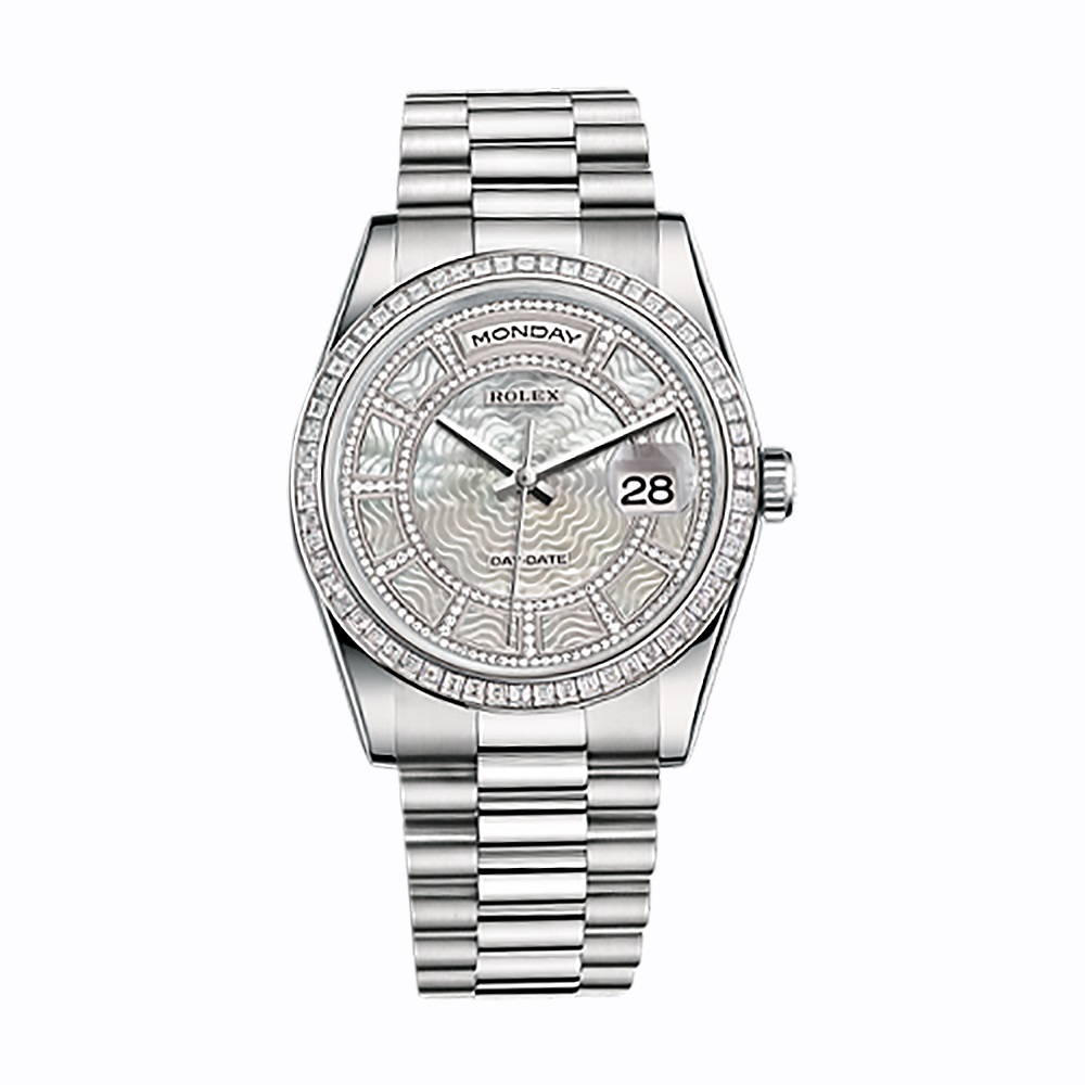 Day-Date 118399BR White Gold Watch (Carousel of White Mother-of-Pearl)