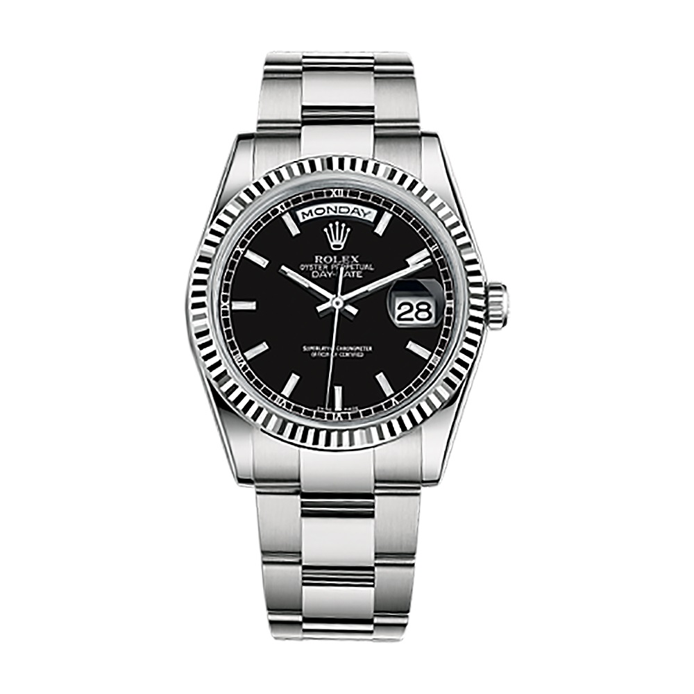 Day-Date 36 118239 White Gold Watch (Black)