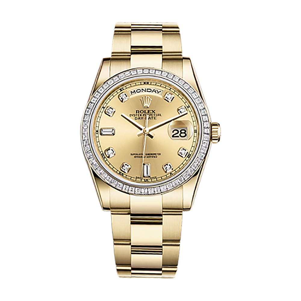 Day-Date 36 118398BR Gold Watch (Champagne Set with Diamonds)