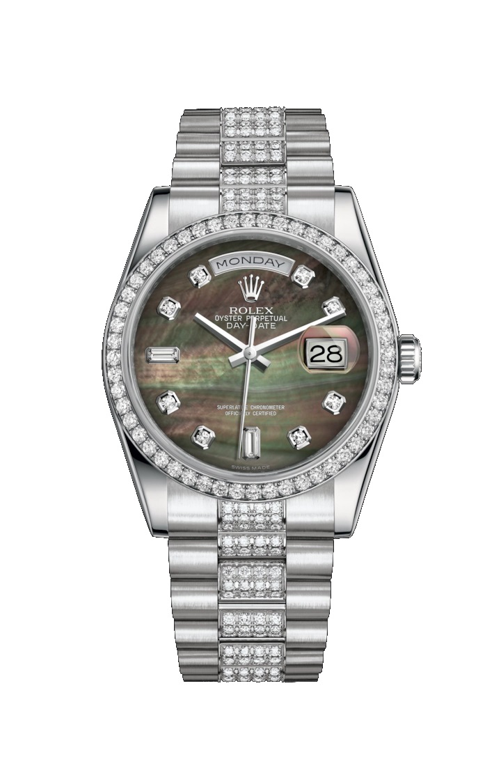 Day-Date 36 118346 Platinum & Diamonds Watch (Black Mother-of-Pearl Set with Diamonds)