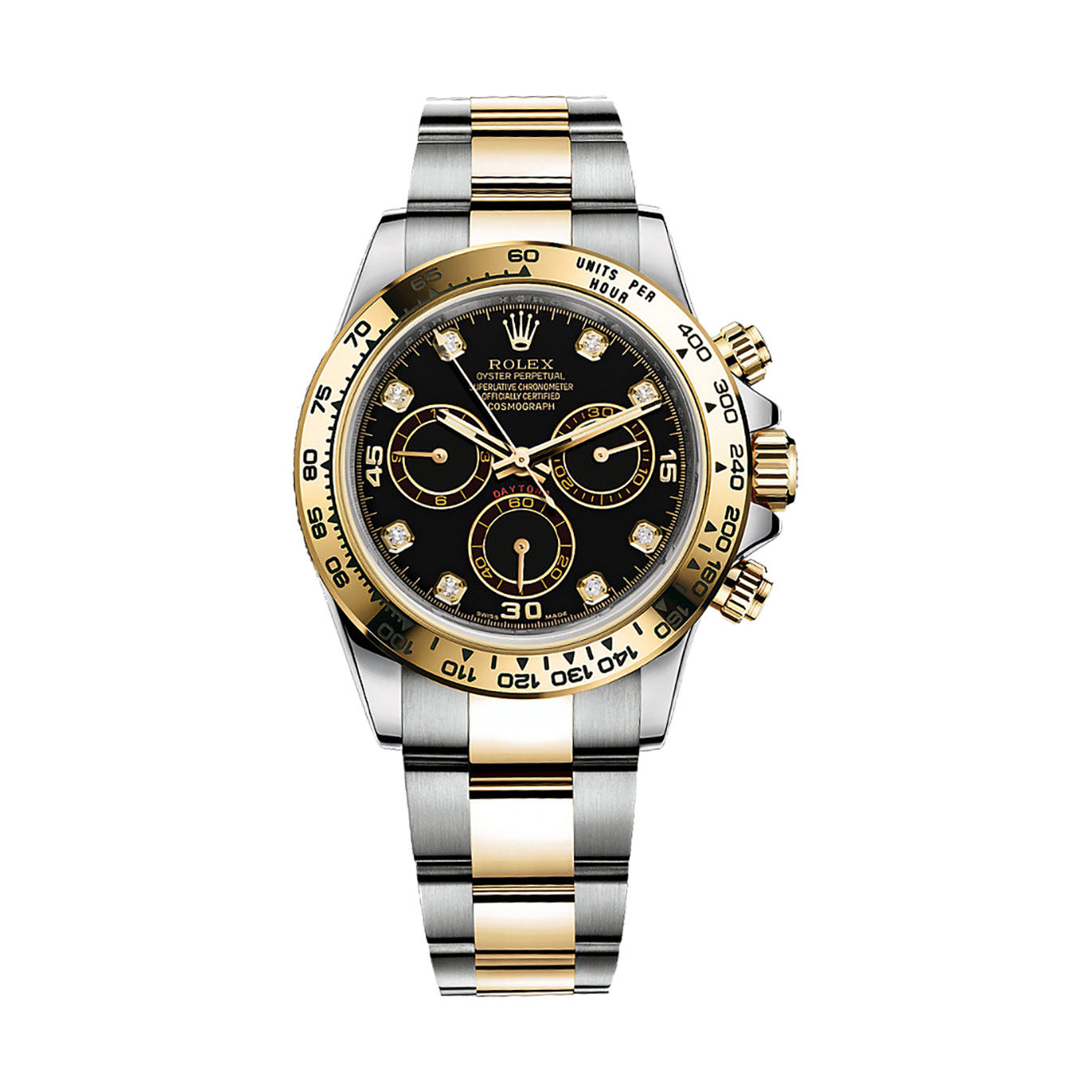 Cosmograph Daytona 116503 Gold & Stainless Steel Watch (Black Set With Diamonds)