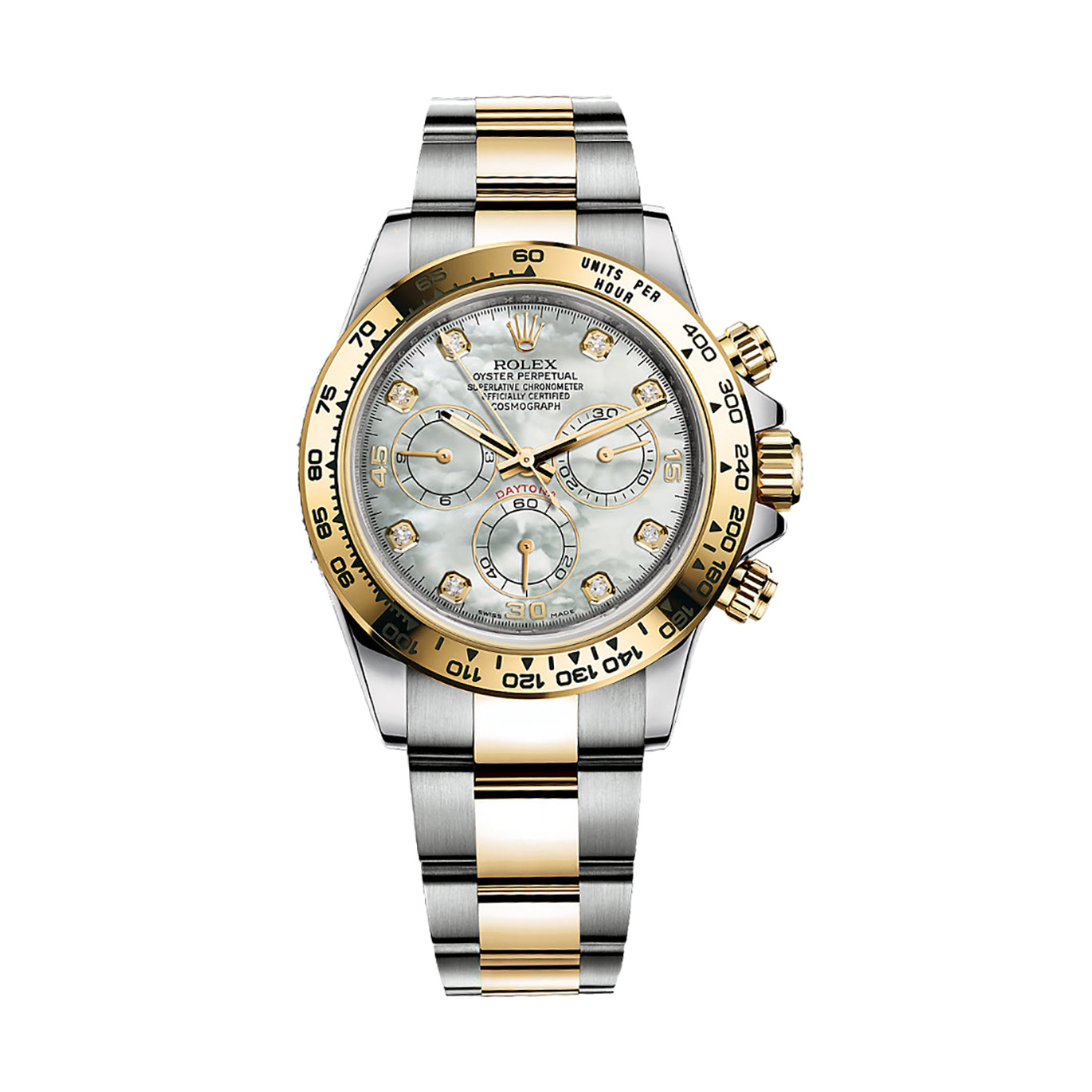 Cosmograph Daytona 116503 Gold & Stainless Steel Watch (White Mother-Of-Pearl Set With Diamonds)