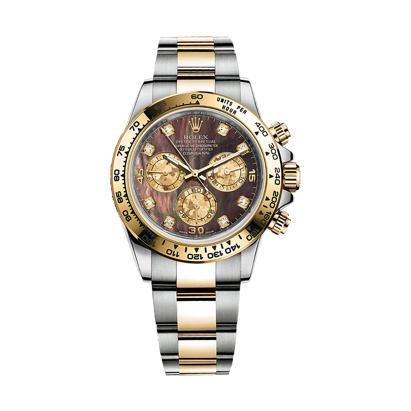 Cosmograph Daytona 116503 Gold & Stainless Steel Watch (Black Mother-Of-Pearl Set With Diamonds)