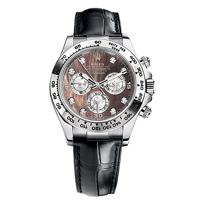 Cosmograph Daytona 116519 White Gold Watch (Black Mother-of-Pearl Set with Diamonds)