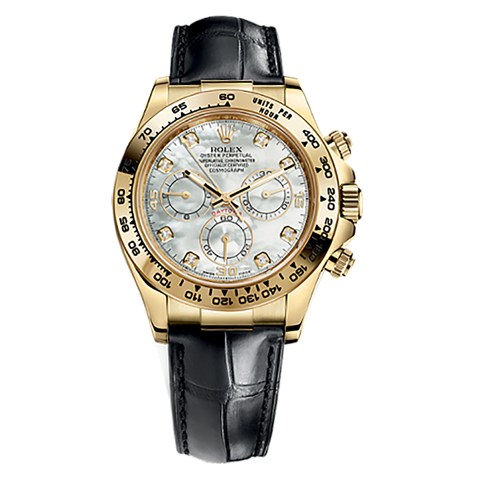 Cosmograph Daytona 116518 Gold Watch (White Mother-of-Pearl Set with Diamonds)