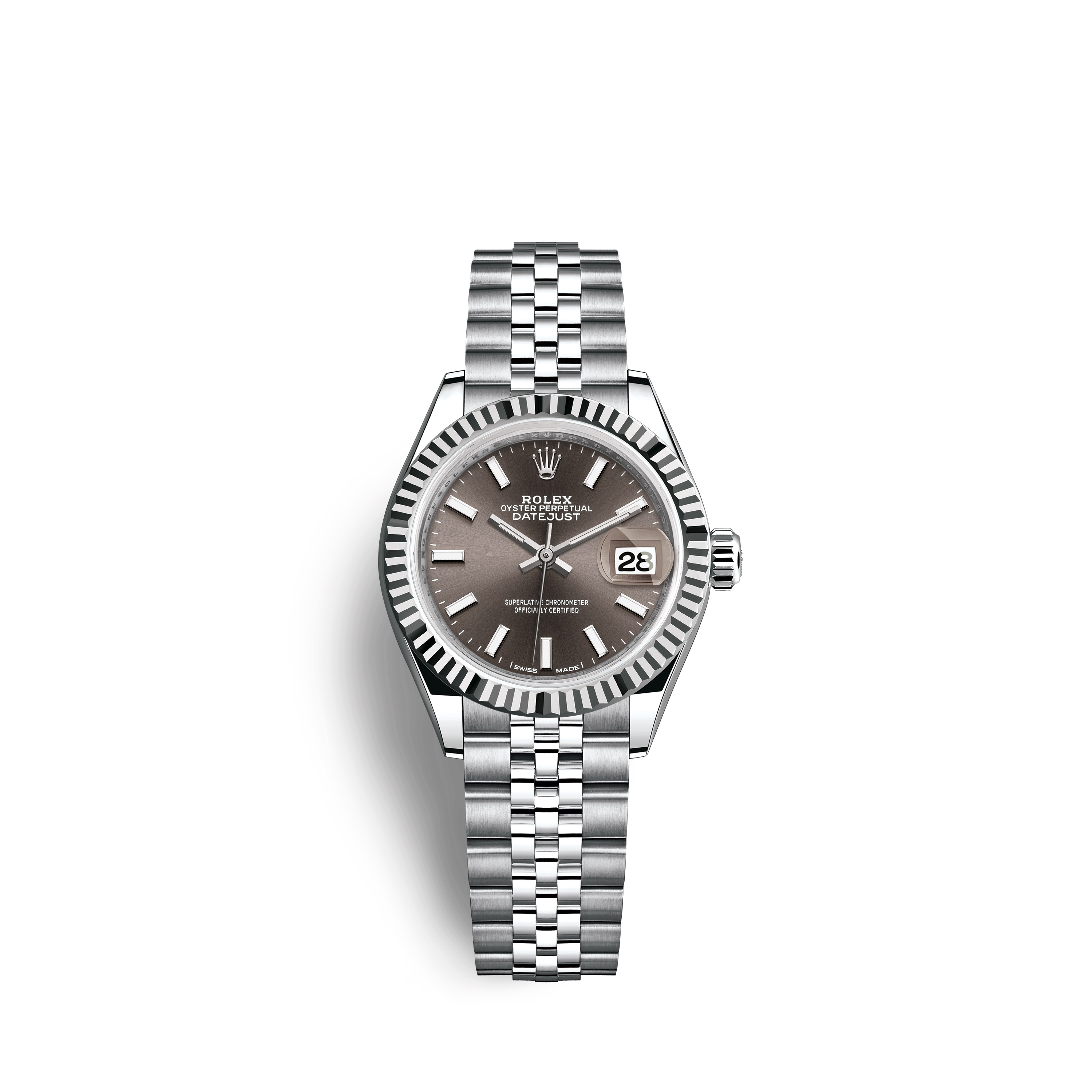 Lady-Datejust 28 279174 White Gold & Stainless Steel Watch (Dark Grey)