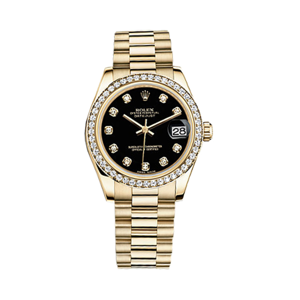 Datejust 31 178288 Gold & Diamonds Watch (Black Set with Diamonds)