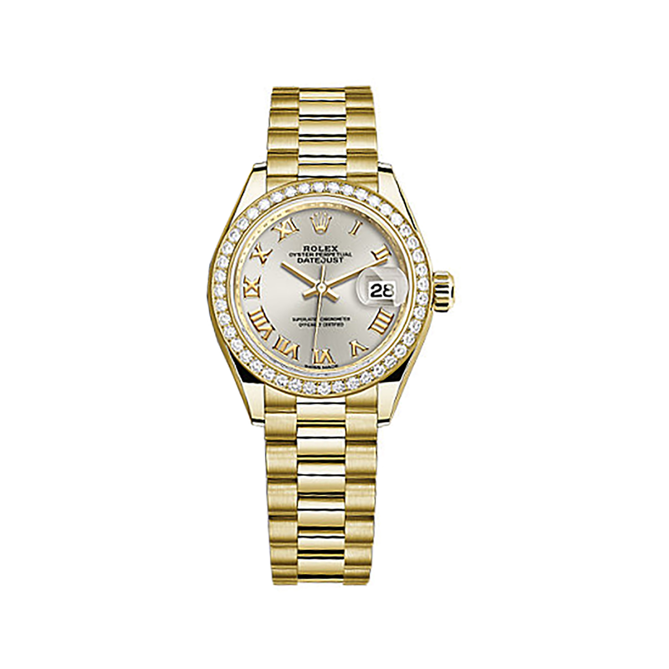 Lady-Datejust 28 279138RBR Gold & Diamonds Watch (Silver)